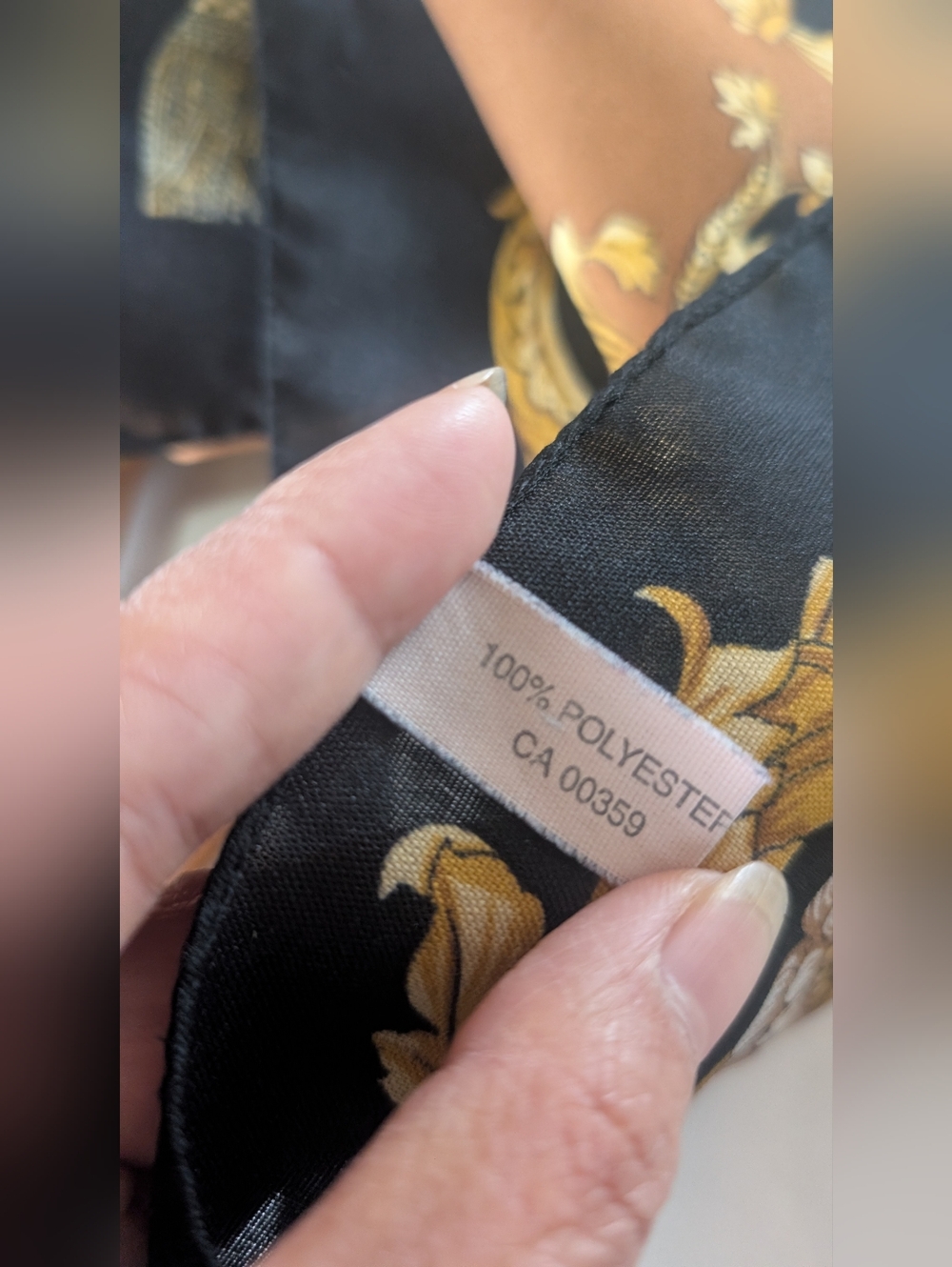 Castellani Vintage Elegant Black and Brown Baroque Print Silk Scarf - Picture 7 of 8